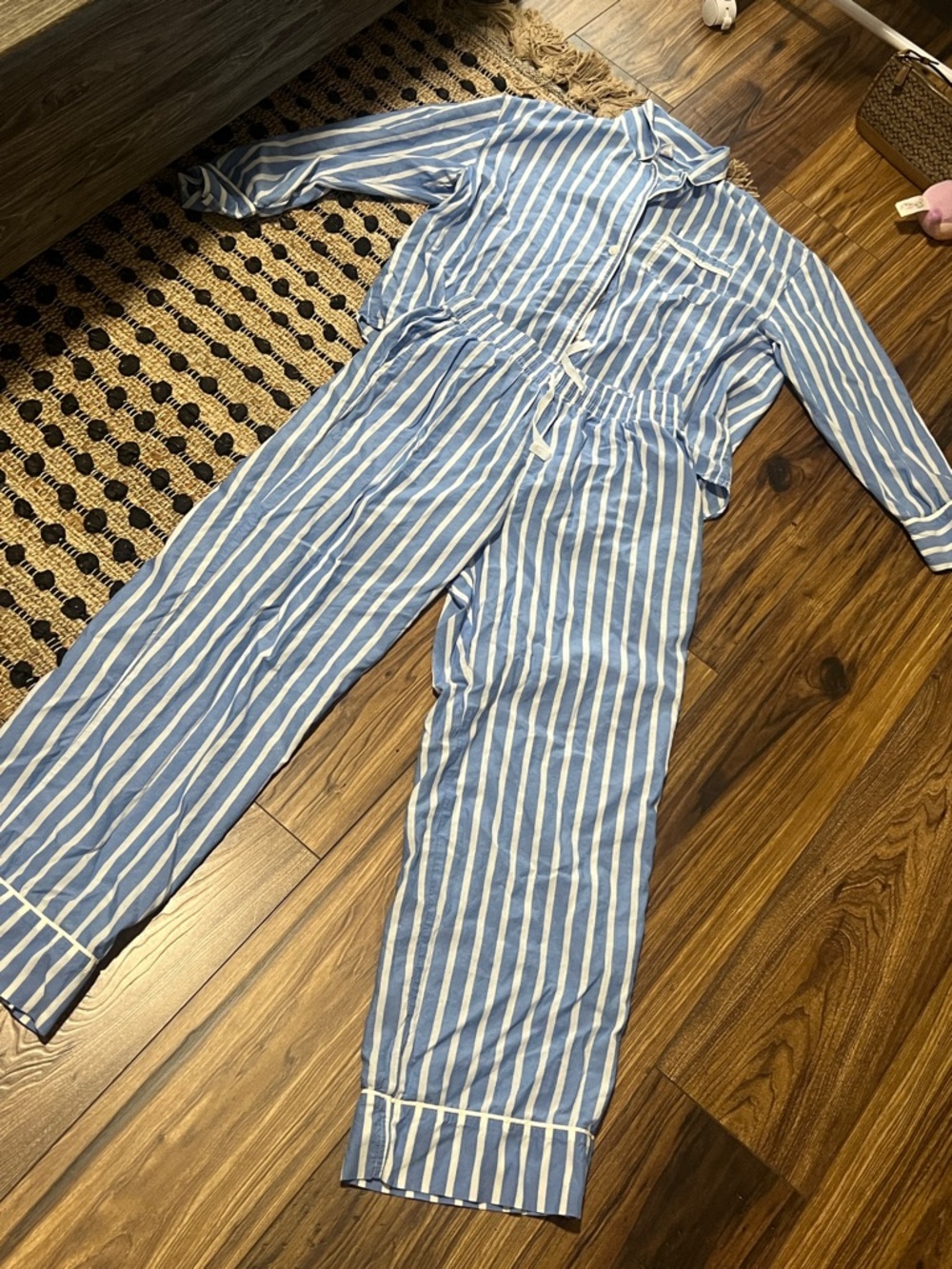 Blue and White Stripe Pajama Set